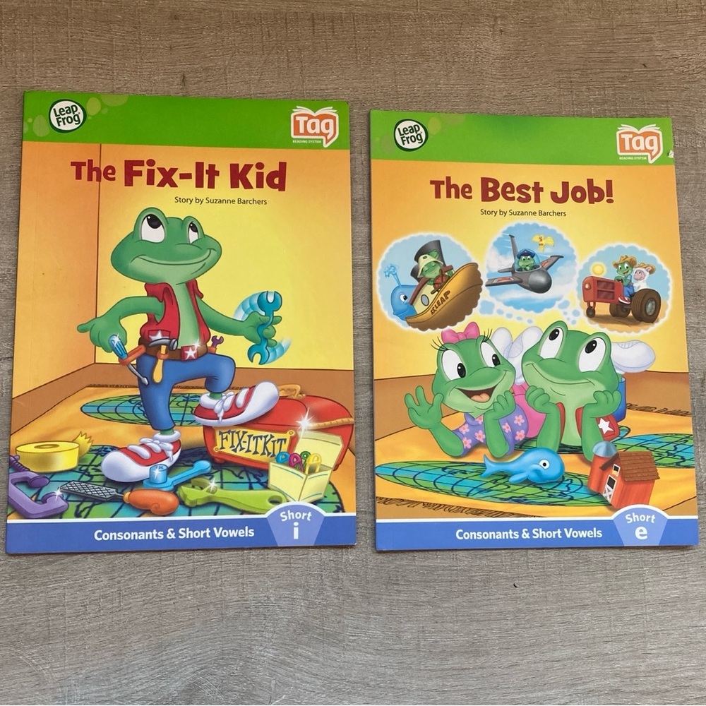Lot of 2 LeapReader LeapFrog Tag Books fix-it kid best job